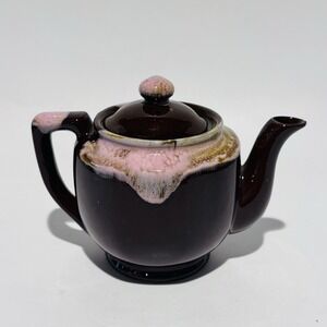 Vintage Tilso‎ Japanese Pottery Pink Drip Glaze Brown Single Serve Tea Pot Retro
